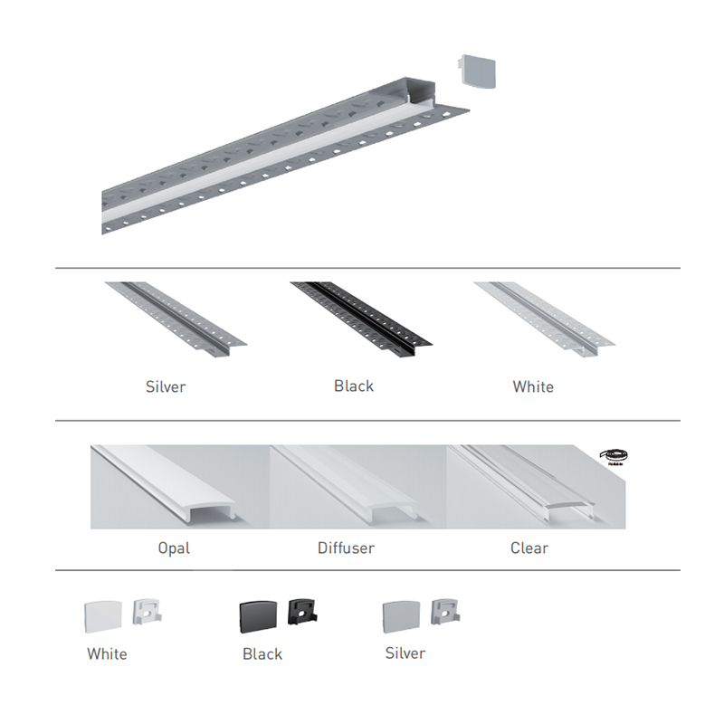 Plaster In LED Drywall Channel Aluminum Profile For 15mm Double Row LED Rope Lights Plaster In LED Drywall Channel Aluminum Profile For 15mm Double Row LED Rope Lights